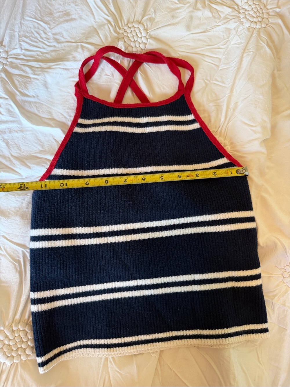Hollister Navy Blue & White Striped Knit Halter Tank with Red Trim. SMALL. EUC - Picture 7 of 10
